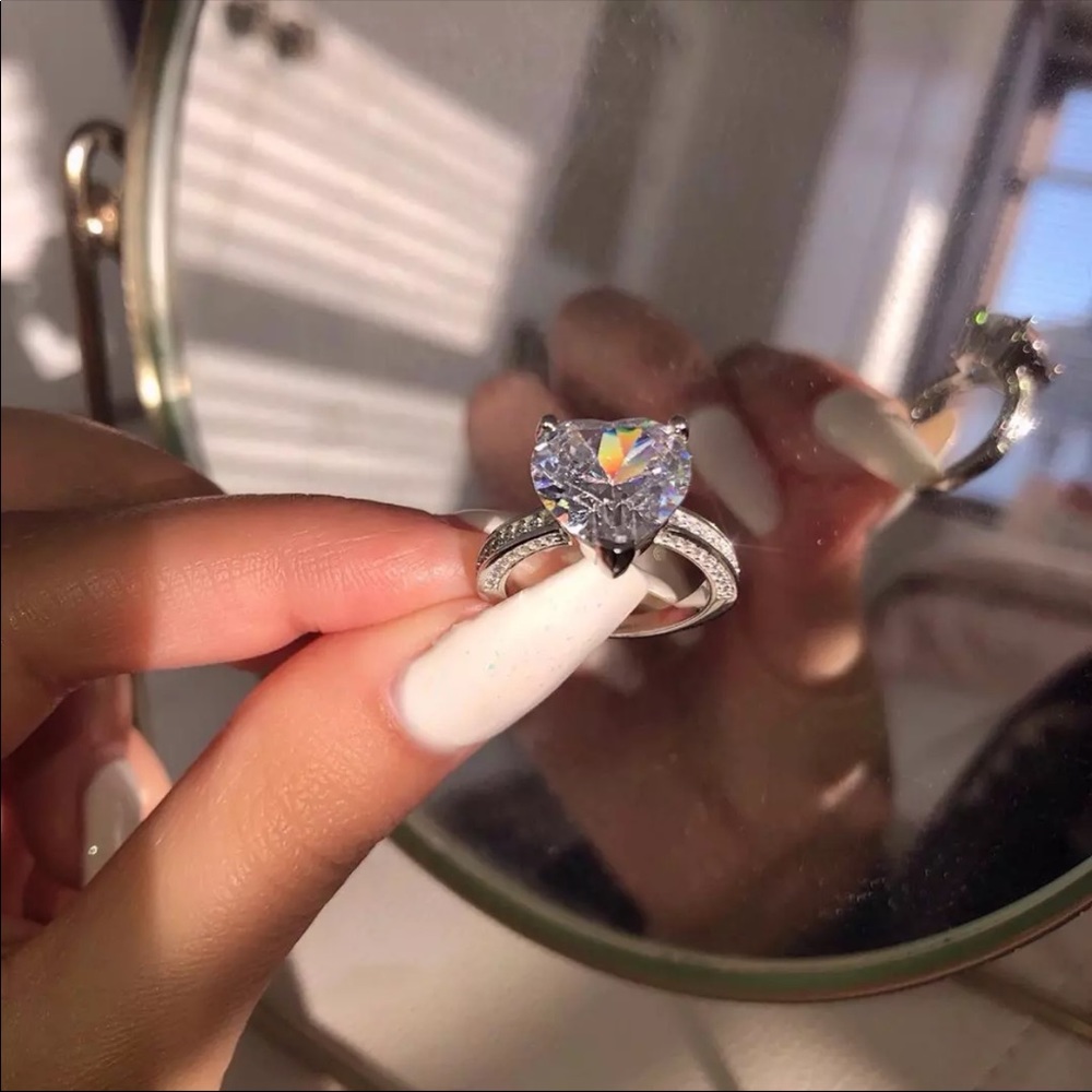 New Heart 925  Silver Sapphire Ring - Picture 3 of 6